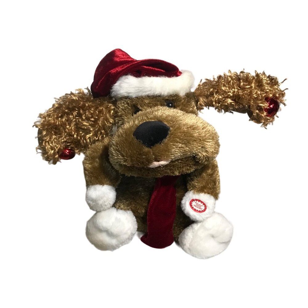 Dan Dee Holiday Plush Singing Dog With Santa Hat & Scarf